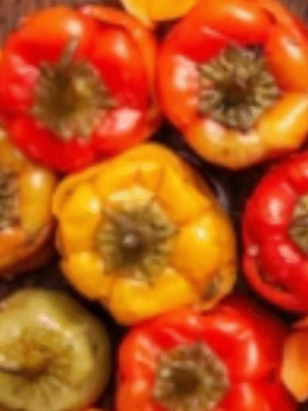 bandeja de pimientos asados vistos desde arriba