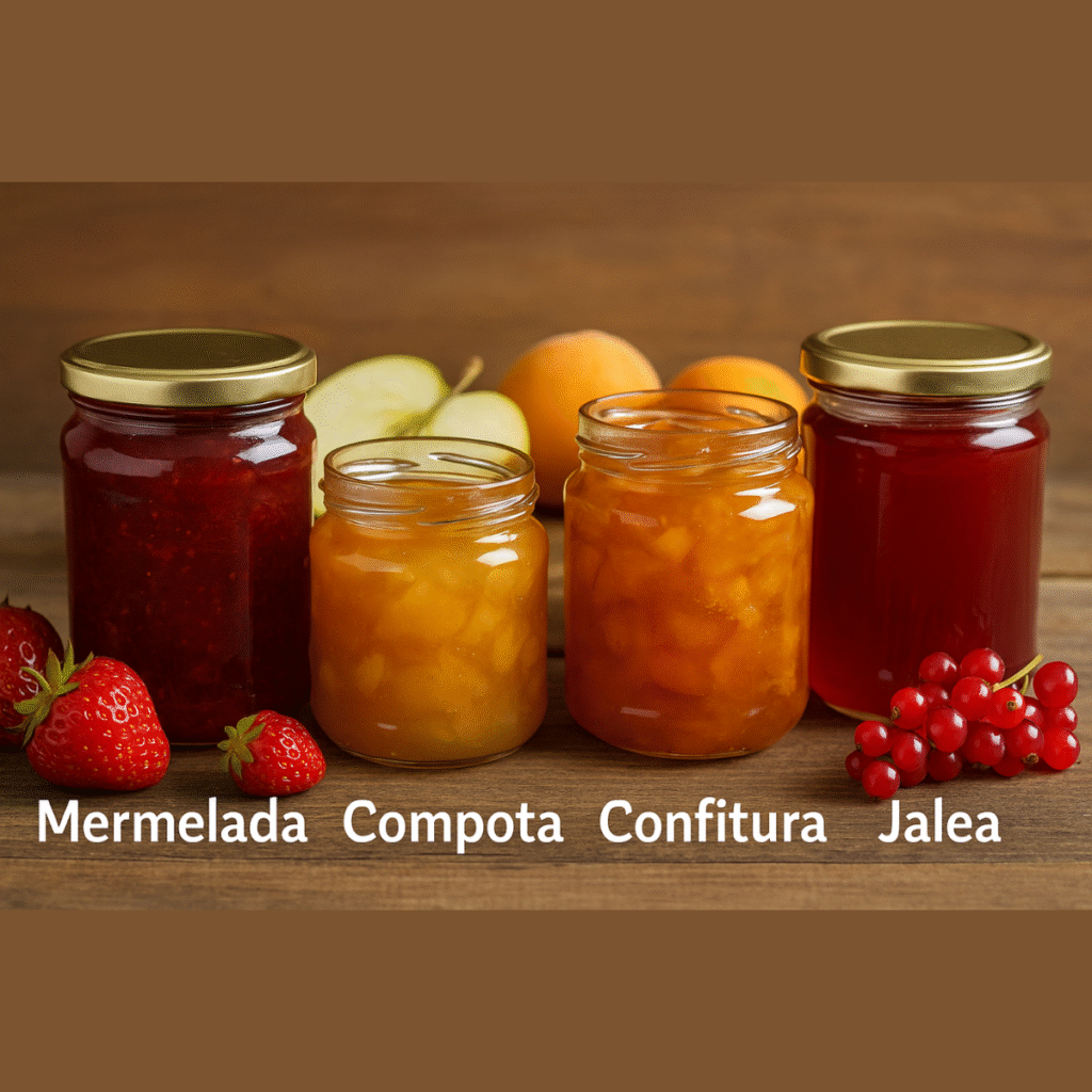 imagen de distintos tarros con mermelada, confitura, jalea...