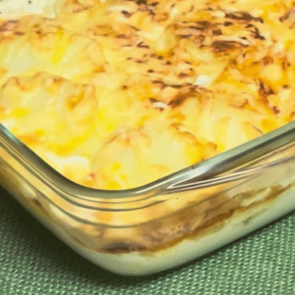detalle de bandeja gratinado de patata y berenjena