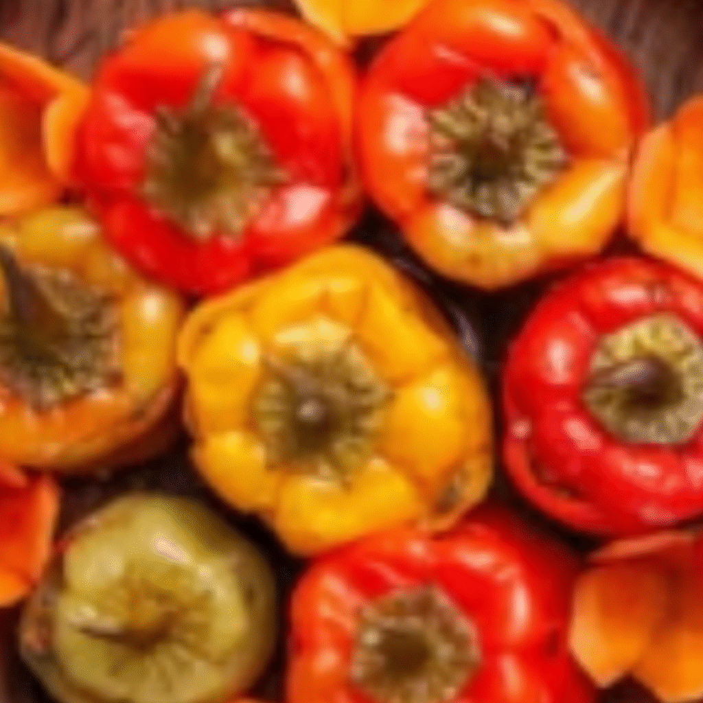 bandeja de pimientos asados vistos desde arriba