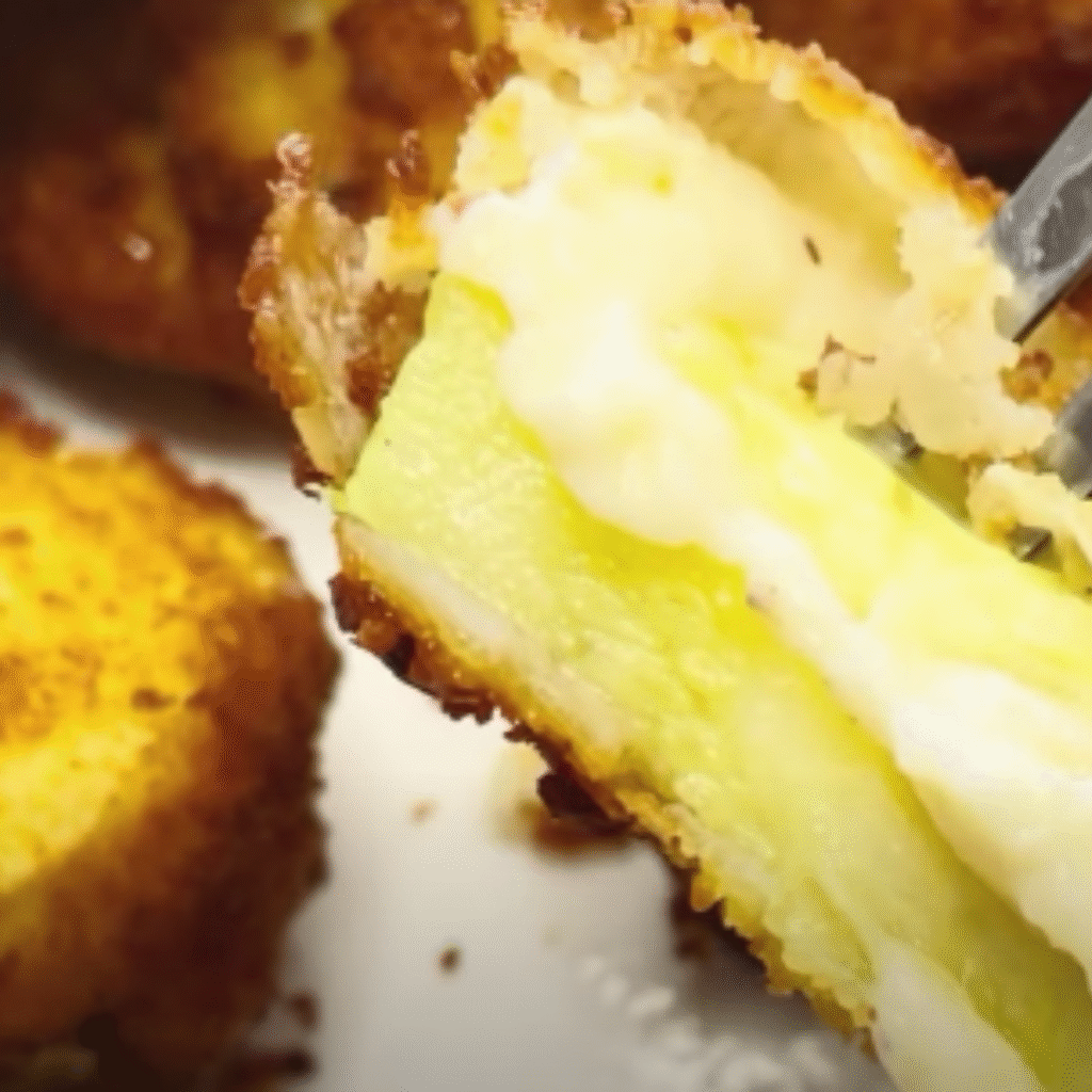 medallones de calabacin con bechamel rebozados y fritos