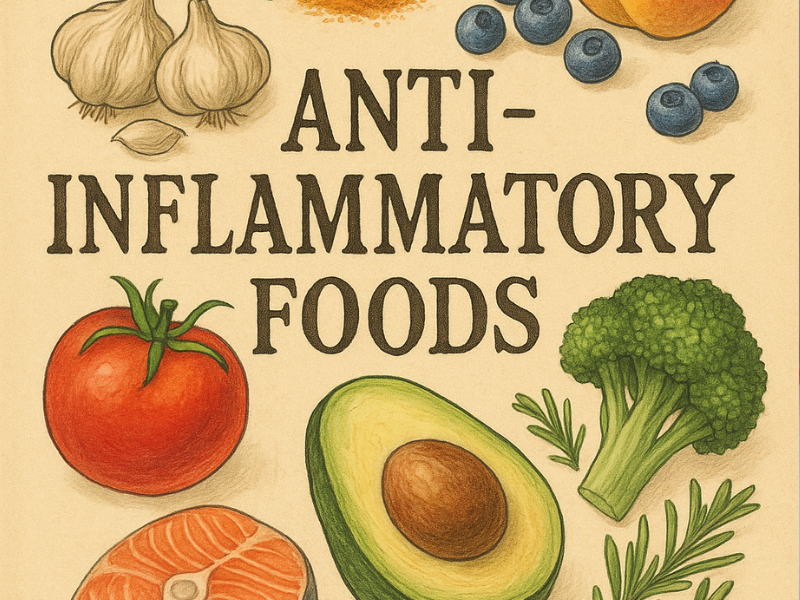 cartel con alimentos frente a la inflamación