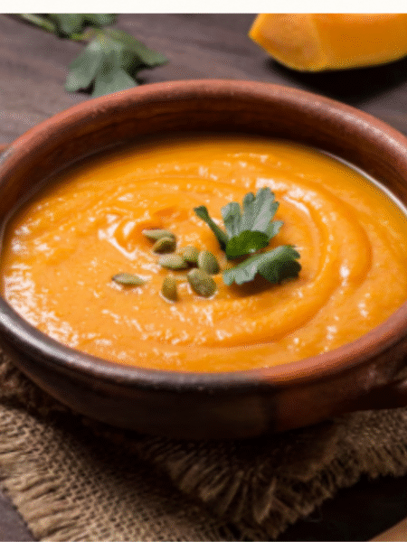 plato de barro con crema de calabaza en thermomix