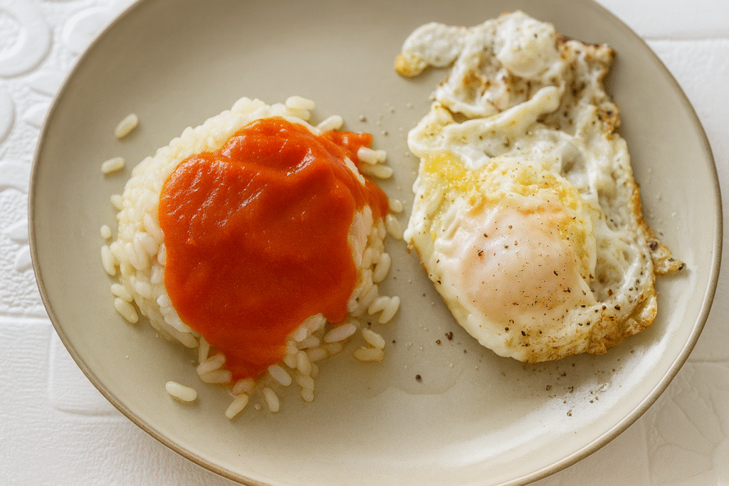 arroz con tomate y huevo