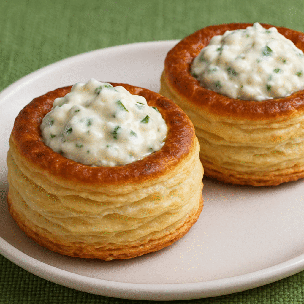 volovanes con pan de molde con relleno cremoso