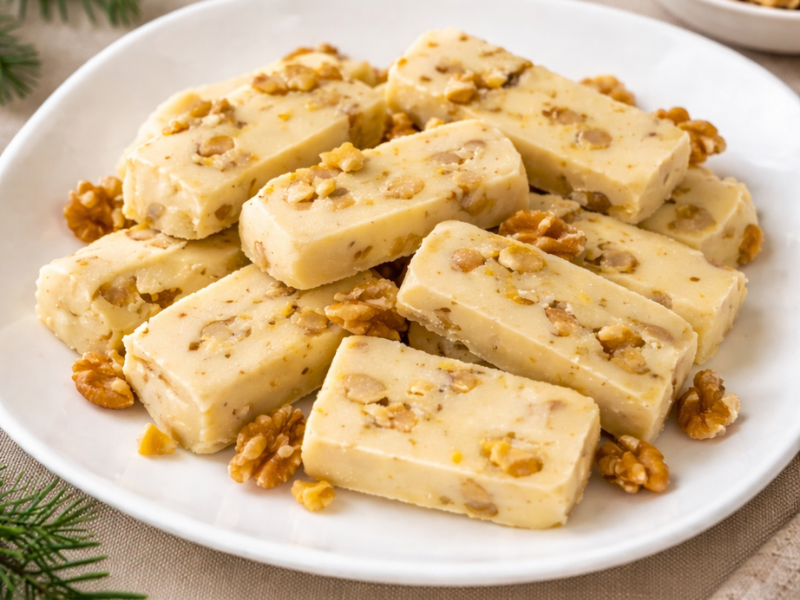 turrón de nata y nueces