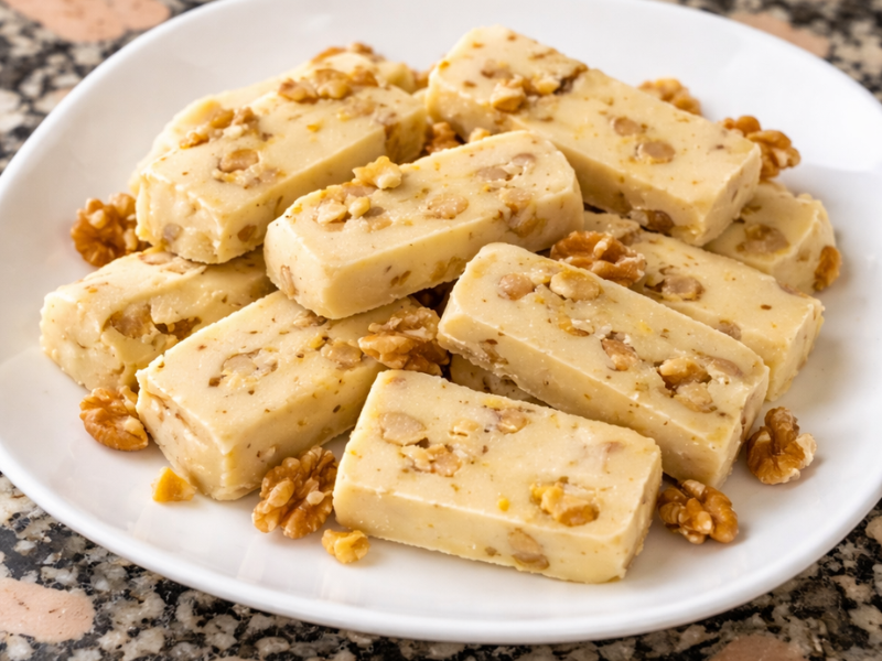 turrón de nata y nueces