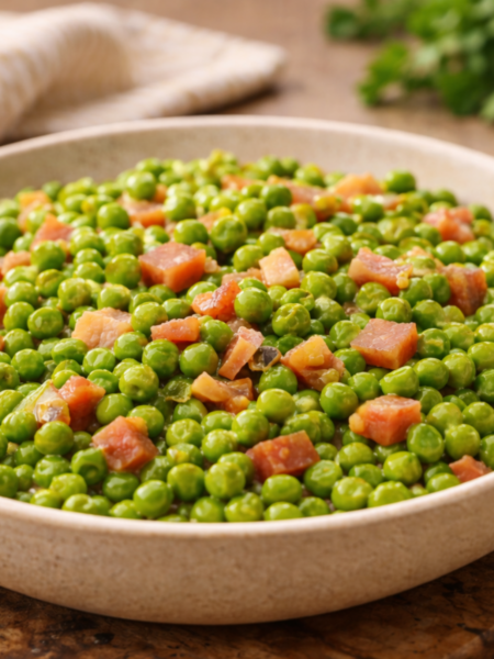 plato de guisantes con jamón